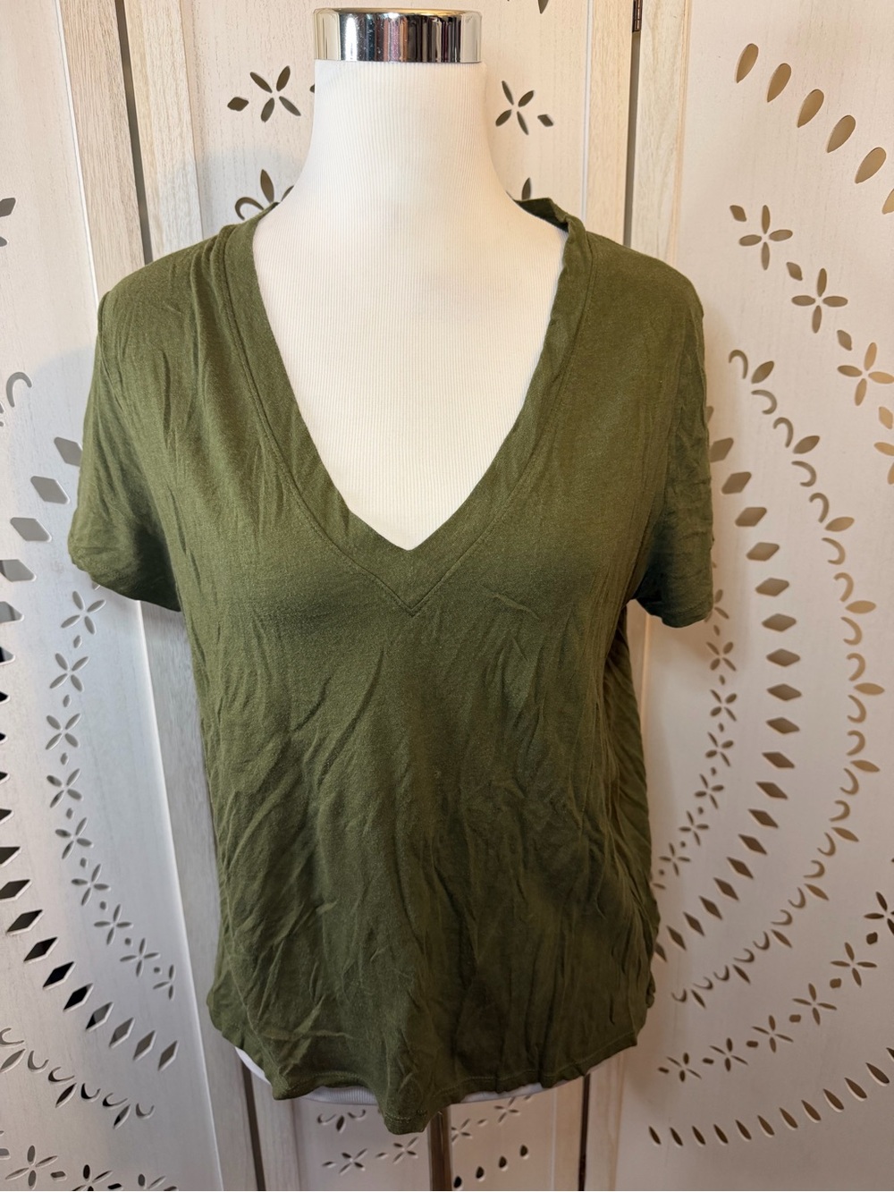 V-Neck Women’s Tee in Olive Green